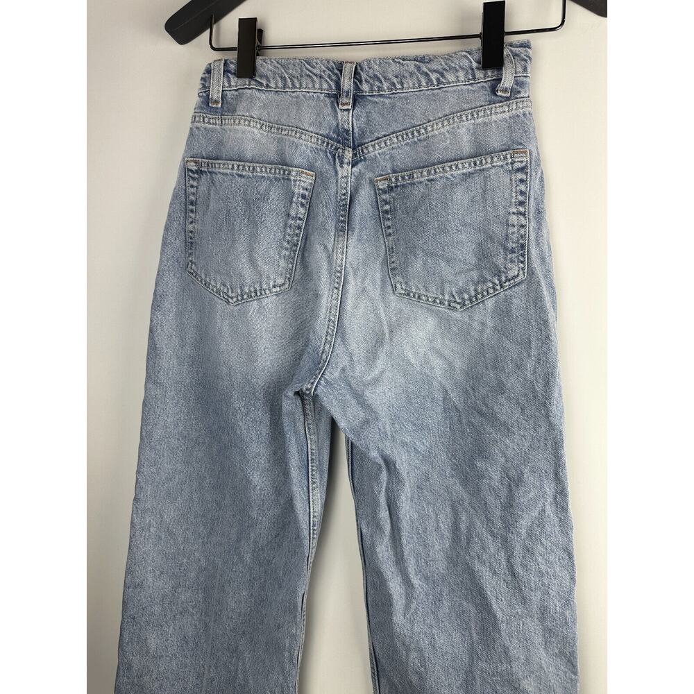 Reformation Wilder High Rise Wide Leg Cropped Jeans Raw Hem Rigid Denim Size 28 - Picture 12 of 14